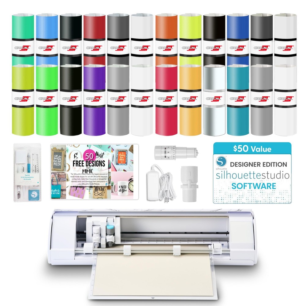 Silhouette Cameo 5 Smart Cutting Machine Bianco Carrara Starter Bundle America