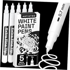 5 Paint Pen for Rock, Glass, Ceramic, Wood, Tire, Fabric, White Extra Fine Tip