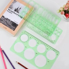 4PCS Circle Template, Plastic and Oval Measuring Clear Green