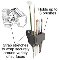 Brush Grip Paintbrush Holder and Drying Rack/Caddy, Painting Supplies (Black)