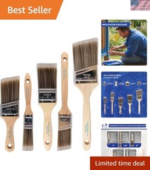Complete 5-Piece Set of Flat & Angle Paint Brushes for Interior & Exterior Use