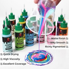 16 PCS Matte Acrylic Paint Set 2 Oz Precision Applicator Car Freshie DIY