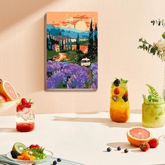 Framed with Easel Paint by Numbers Kit for Adults Lavender
