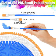 100 Pcs Mini Paint Brushes – Flat Top Acrylic for Crafts & Kids