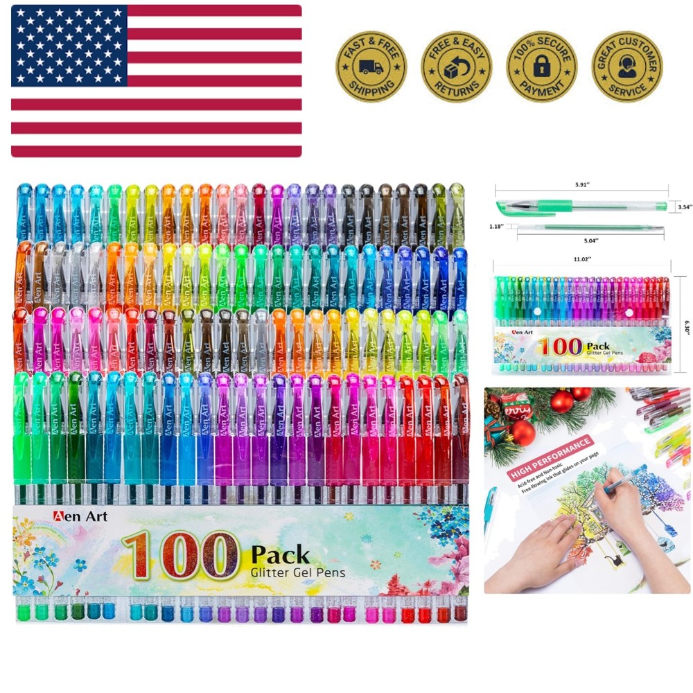 Vibrant Glitter Gel Pens Set – 100 Colors, Non-Toxic, Perfect for Adult Coloring