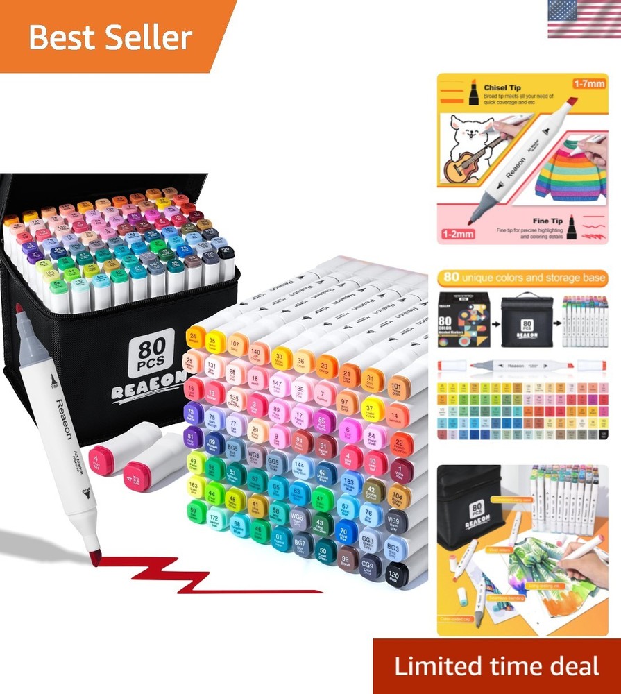 Alcohol Art Markers, 80 Colors Fine & Chisel Dual Tip Marker Set, Permanent A…