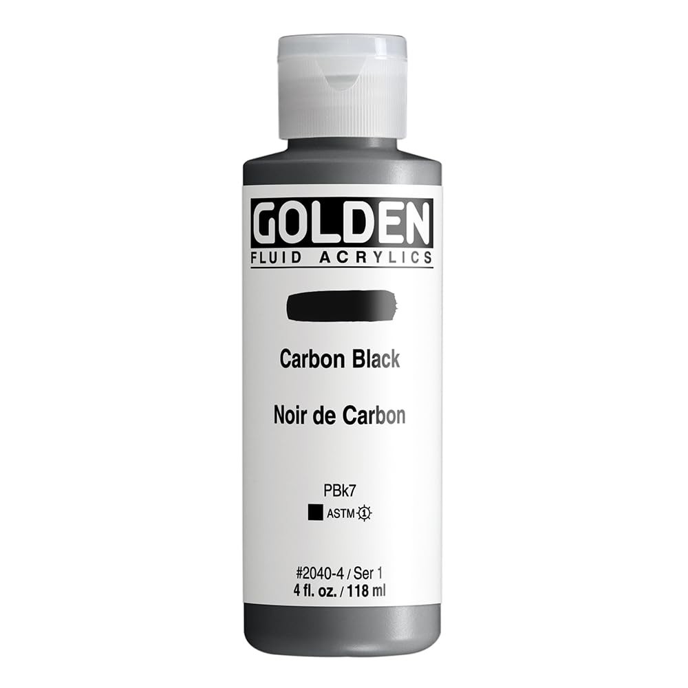 GOLDEN Fluid Acrylic, 4 ounce bottle, Carbon Black (2040-4)