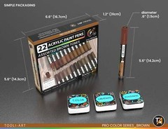 22 Acrylic Paint Pens (BROWNS) Pro Color Series Set (3mm MEDIUM)