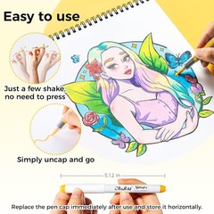 Ohuhu Acrylic Paint Markers Brush Tip Automatic Ink Control Acrylic Markers High