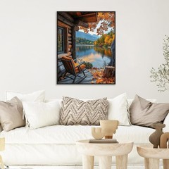 Paint by Numbers Kit for Adults – Autumn Landscape Adult 16x20inch, Cabin-1