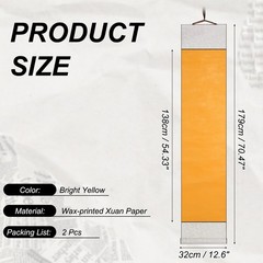 70.5″ x 12.6″ 2 Pcs Blank Hanging Scroll Paper Wood Rod, Bright Yellow