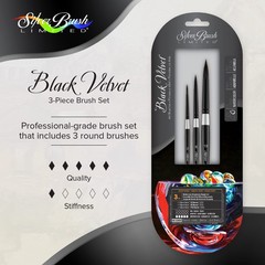 Silver Brush Limited Black Velvet Round Watercolor Brush Set 3 Piece 2,6,10