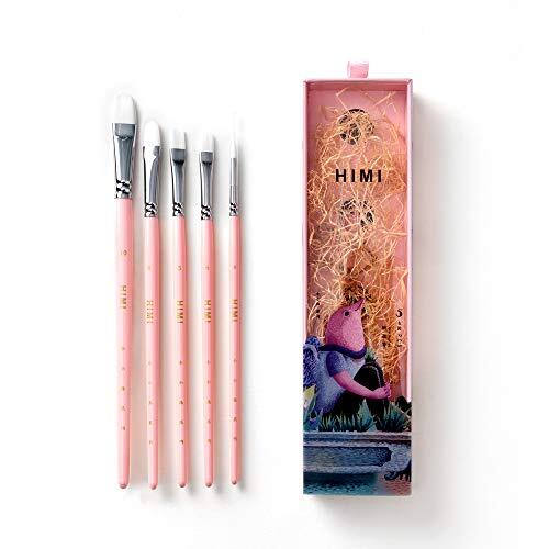 Little Bird Paint Brushes Set 5 Pcs for Acrylic Oil Gouache Paint，1 Wide Brus…