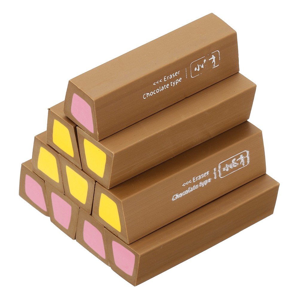 Pencil Erasers Rubber, 10 Pcs Art Eraser Scented, Dark Brown/Yellow/Dark Pink