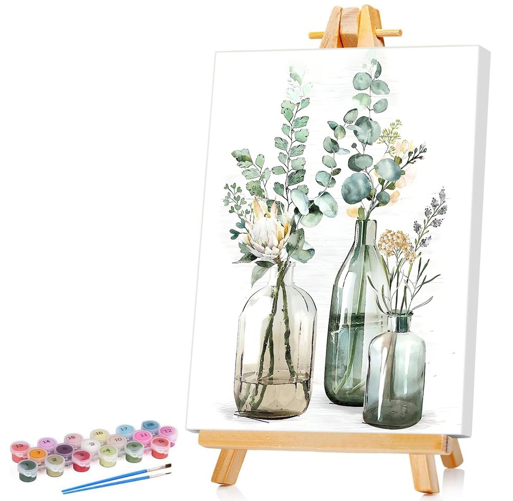 Ginkko Framed Paint by Number Kits for Adults, 8×12 Inch, Bottleflower framed