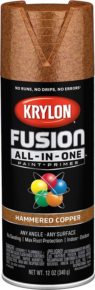 2 Pack of Krylon K02786007 Hammered Copper Fusion All-in-1 Spray Paint 12 oz.