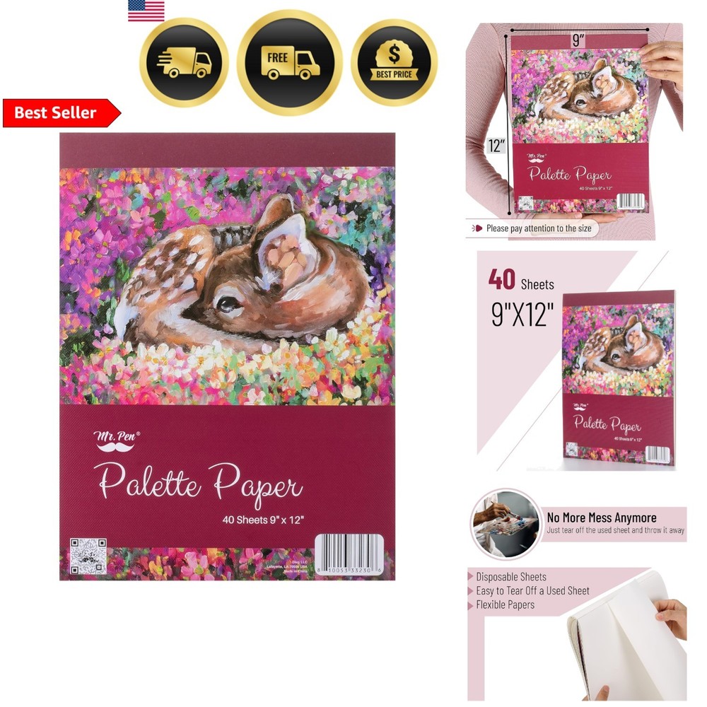 Disposable Paint Palette Paper Pad 9×12 Inches 40 Sheets for Acrylic Watercolor
