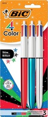 Bic 4-Color Retractable Ballpoint Pen Assorted Ink 1mm Medium 3/Pack MMP31
