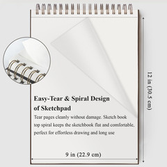 9″ X 12″ Sketch Book, Top Spiral Bound Sketch Pad, 100 Sheets 68Lb/100Gsm Acid-F