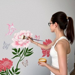 Large Fence Flower Stencils for Painting on Garden Wall Wood Floor Canvas Pap…