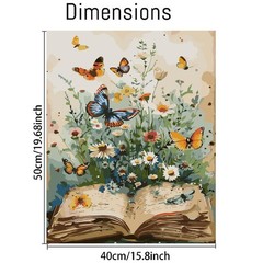 Book Flower Paint by Numbers Kit for Adults Beginner,Butterfly Easy Adult Paint.