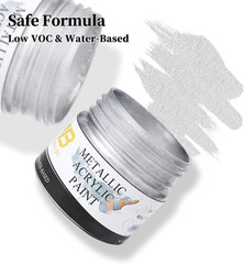 Metallic Silver Acrylic Paint, 100Ml Silver Paint, Art Craft Paints for Canvas,