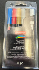 CRAFT SMART 621360 MULTI SURFACE PREMIUM OIL-BASED PAINT PENS ASSORTED 6 PACK