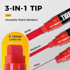 SELEAD Jumbo Tire Marker White Red Yellow Blue – 8 Pack 15Mm Wide Tip Paint Pens