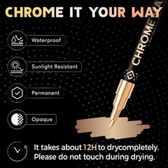 6 Colors Chrome Paint Markers, Permanent Mirror Liquid Chrome Pens for Plasti…