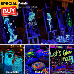 Glow in the Dark Acrylic Paint, 8 Colors x 0.71 Fl Oz / 21ml Neon UV Black Light