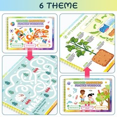Libro De Practica Escritura Reutilizable Para Niños Ninos 6 Piezas Libro Magico