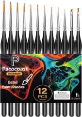 12PC Miniature Brushes, Pacocoast Detail Paint Brushes Set for Fine Detailing &