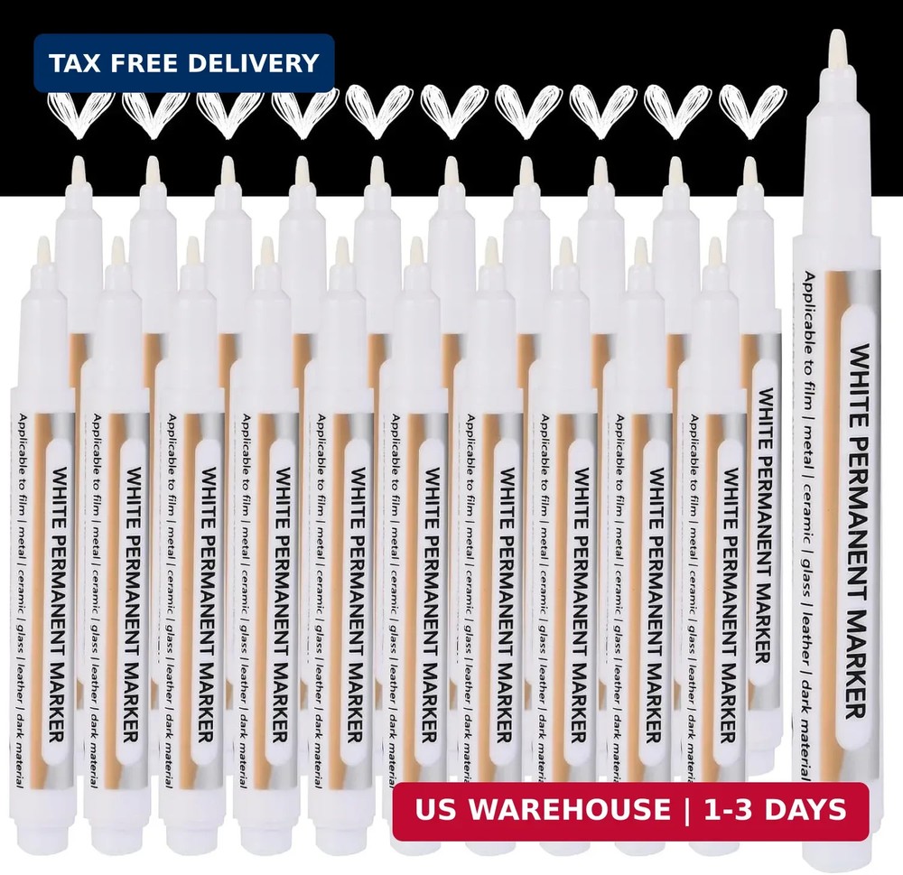 Goldge 20 White Paint Pen – Waterproof Acrylic Markers, Permanent White Paint Ma