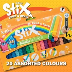 Stix Brush Markers, Assorted Color Set of 20