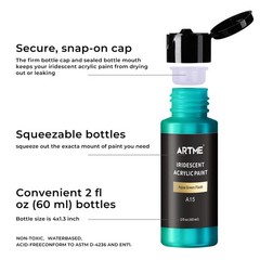 ARTME Iridescent Acrylic Paint Set, 20 Chameleon Colors in 2 oz/60ml Bottles,