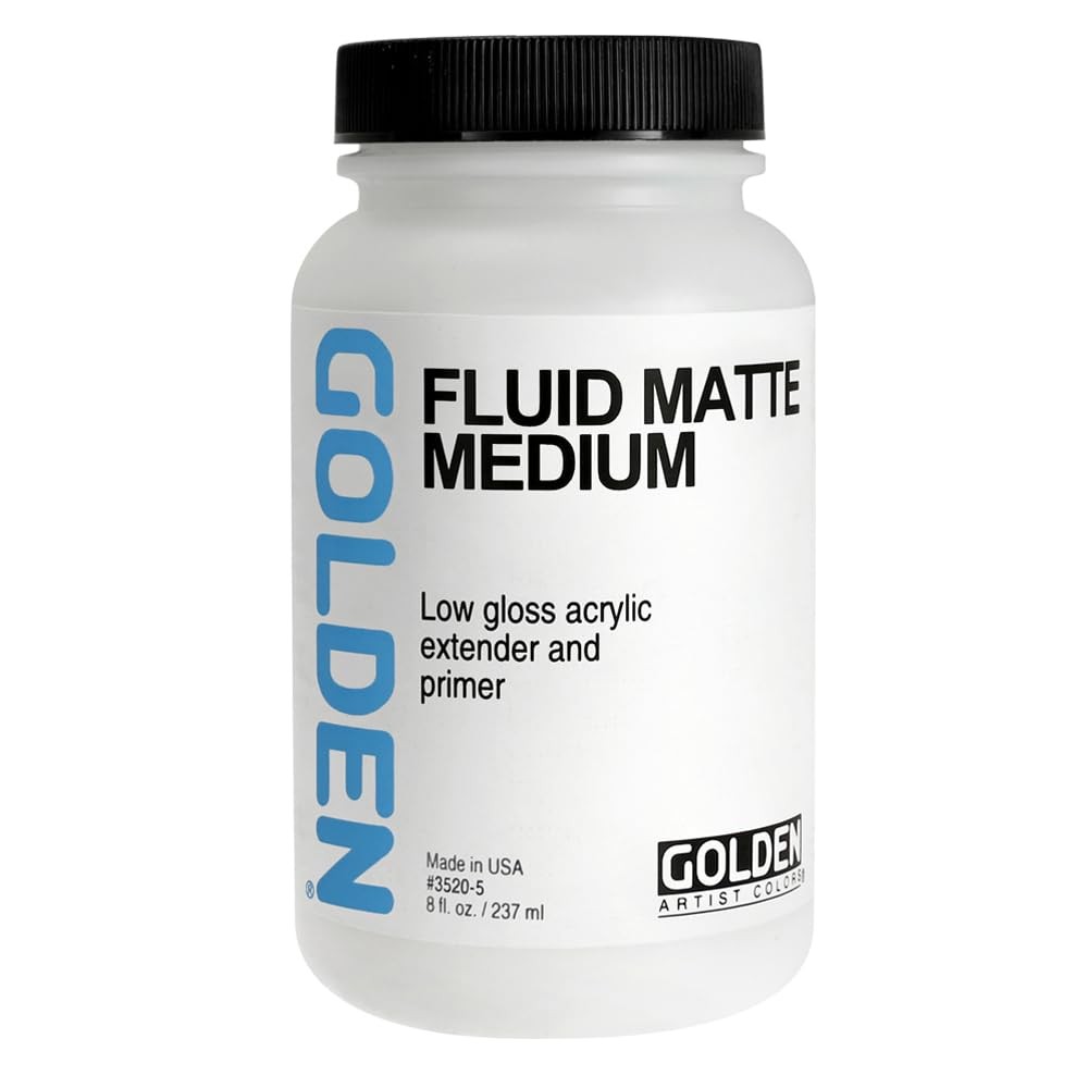 Fluid Matte Medium 8 fl oz Jar Professional Acrylic Medium SemiTransparent