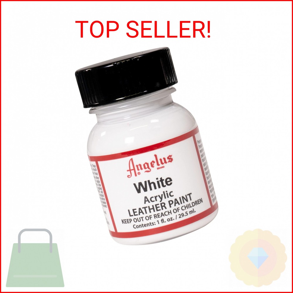 Angelus Acrylic Leather Paint, 1 Fl Oz, White – Professional Flexible, Crack, Sc