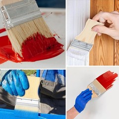 4Pcs Flat Paddle Paint Brush Set Wide Short Handle Fits 2/3/4/5 Inch Yellow