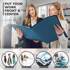 Dunwell 12×18 Art Portfolio Binder with Black Mounting Paper Blue, Large Port…