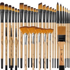 33 Pcs Paint Brush Set for Acrylic, Oil, Watercolor & Gouache – Artist Brushes