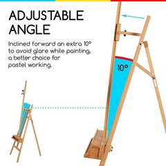 Beechwood Artist Easel, Large Studio A-Frame, Holds 48″ Canvas, Foldable