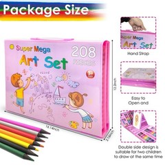 Pink Art Supplies, 208 Pack Art Set Drawing Kit for Girls Boys Artist , USA