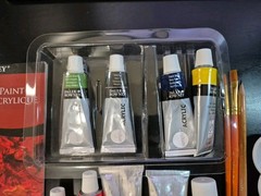 Daler Rowney Acrylic Art Lot: Impasto Gel Medium Colors Glue Stick Brushes +