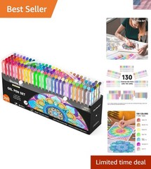 Deluxe 260-Pack Gel Pens in 130 Colors – Non-Toxic & Comfortable Grip for Adults