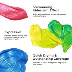 Artme Iridescent Acrylic Paint Set, 20 2 Fl Oz (Pack of 20), 2oz X 20 Colors