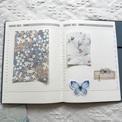 100PCS Vintage Floral Scrapbook Paper,Textured Paper Assorted Set, Blue