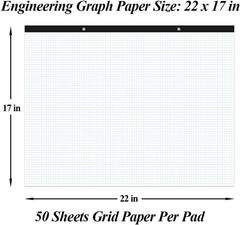 Large Engineering Graph Paper – 22″ X 17″ Grid Paper, 50 Sheets/100 Pages, 4″X4″