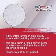 U.S. Art Supply 36″ Wide x 6 Yards (18 Feet) Long Unstretched Canvas Roll – 1…