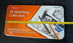 38 Derwent Sketching Collection Mixed Drawing Materials Tin Lightly Used READ