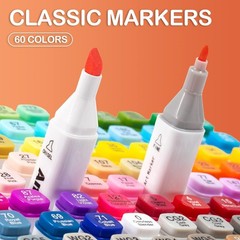 Alcohol Markers, 60 Colors Dual Tip Art Coloring Markers Set for Kids Adult B…